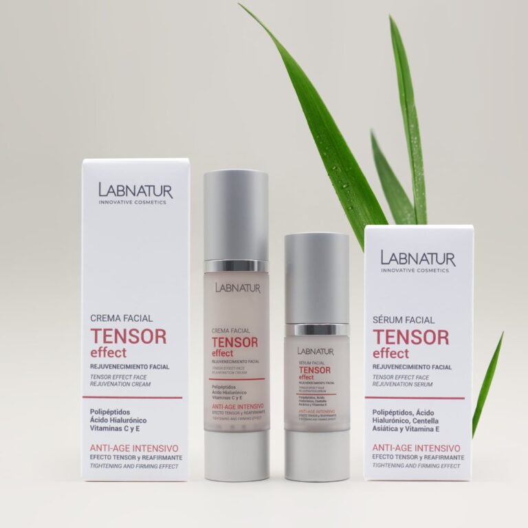 Sérum Facial Tensor Effect 30ml Labnatur junto a la crema facial y sus respectivos estuches
