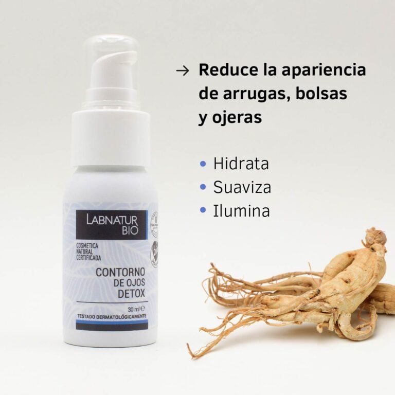 Beneficios del Contorno de Ojos Detox Labnatur Bio 30ml para reducir visualmente arrugas, bolsas y ojeras.