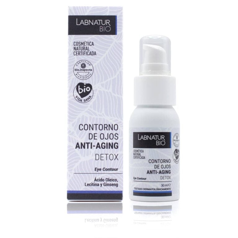 Contorno de Ojos Anti-Aging Detox 30ml Labnatur Bio natural certificado con ácido oleico, lecitina, ginseng, aloe vera, argán y vitamina E.