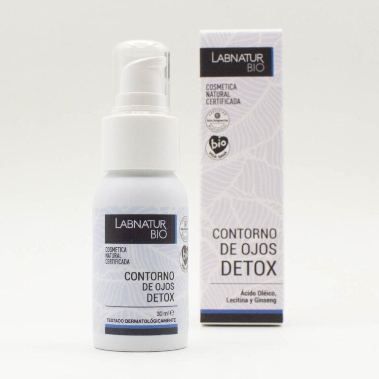 Envase y estuche del Contorno de Ojos Detox 30ml Labnatur Bio natural certificado y testado dermatológicamente.