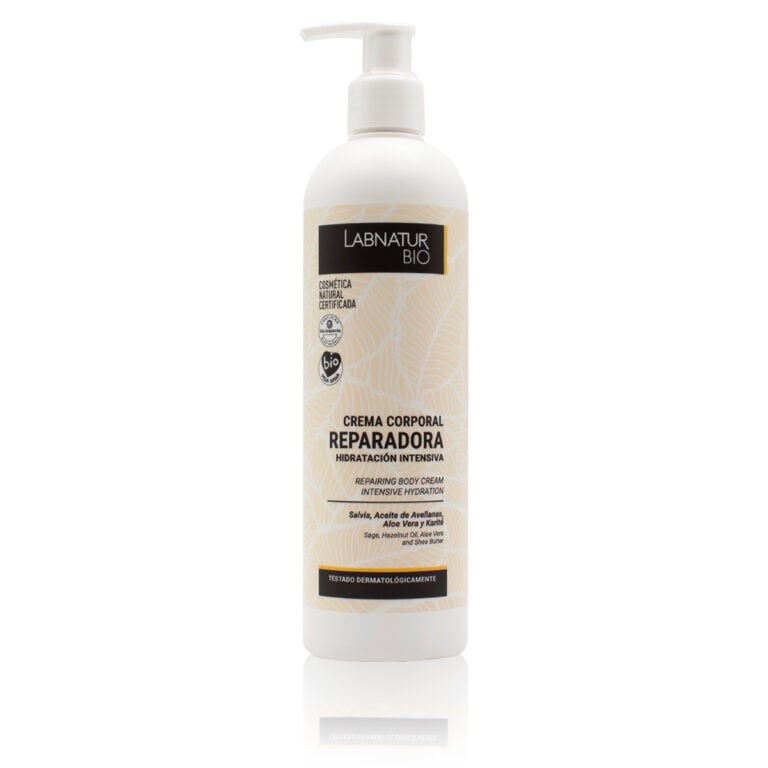 Crema Corporal Reparadora 400ml Labnatur Bio natural certificada con salvia, aceite de avellanas, pepita de uva, aloe vera y karité.