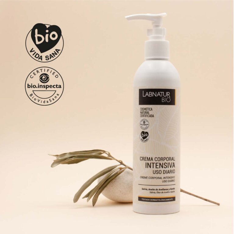 Crema Corporal Reparadora Labnatur Bio 400ml con certificación Bio.inspecta y BioVidaSana para piel seca.