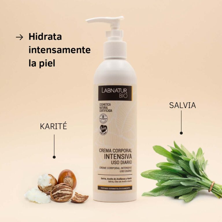 Crema Corporal Reparadora Labnatur Bio 400ml con salvia y karité para hidratar intensamente la piel seca.