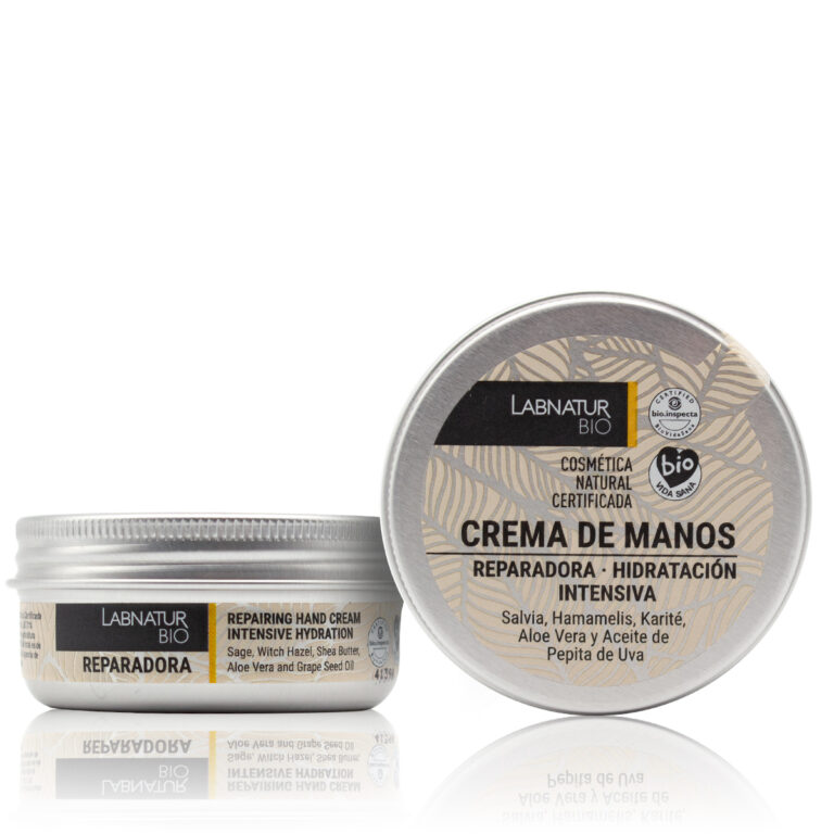 Crema de Manos Reparadora 50ml Labnatur Bio con salvia, hamamelis, karité, aloe vera y aceite de pepita de uva.
