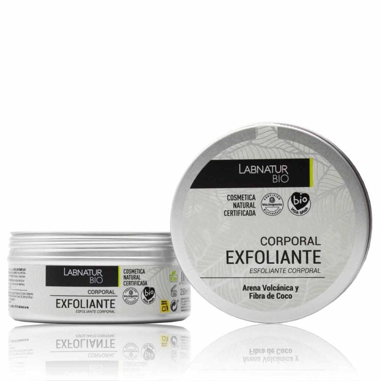 Envase frontal del Exfoliante Corporal 250ml Labnatur Bio con arena volcánica y fibra de coco.