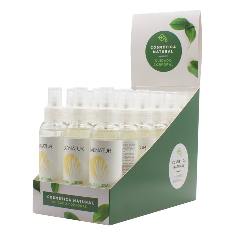 Expositor de cartón con varios envases de Agua Floral de Citronela 125ml Labnatur