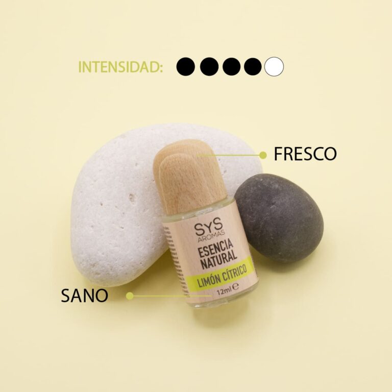 Esencia Limón Cítrico 12ml SYS Aromas entre piedras con perfil fresco y sano e intensidad cuatro de cinco