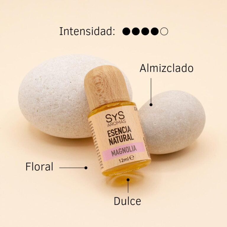 Esencia Magnolia 12ml SYS Aromas entre piedras con perfil almizclado floral y dulce e intensidad cuatro de cinco
