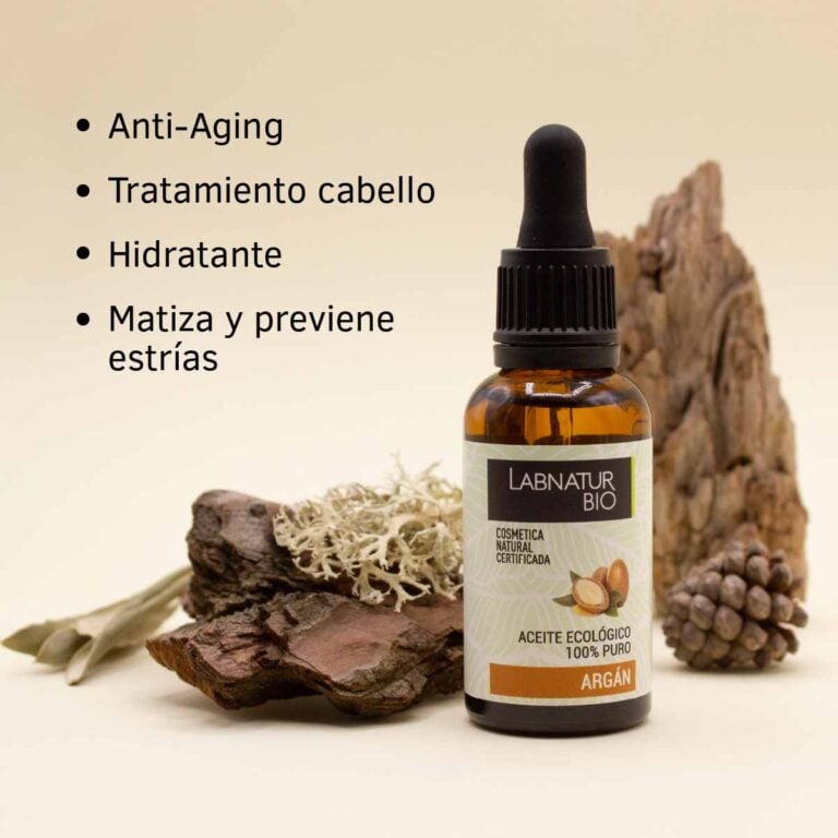 Aceite Ecológico Argán Labnatur Bio 30ml con beneficios anti-aging, hidratantes y de tratamiento capilar.