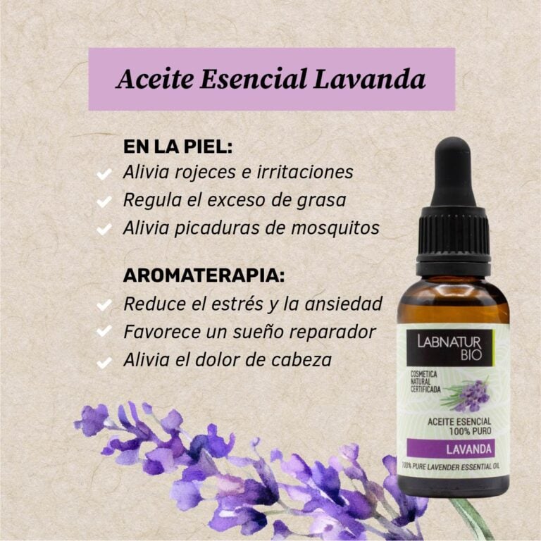 Aceite Esencial Lavanda Labnatur Bio para piel y aromaterapia con aroma relajante y cuidado suavizante.