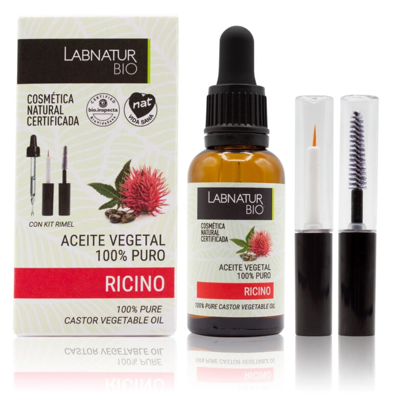 Aceite Ricino 100% Puro + Kit Rimel 30ml Labnatur Bio natural certificado para pestañas, cejas, cabello, piel y uñas.