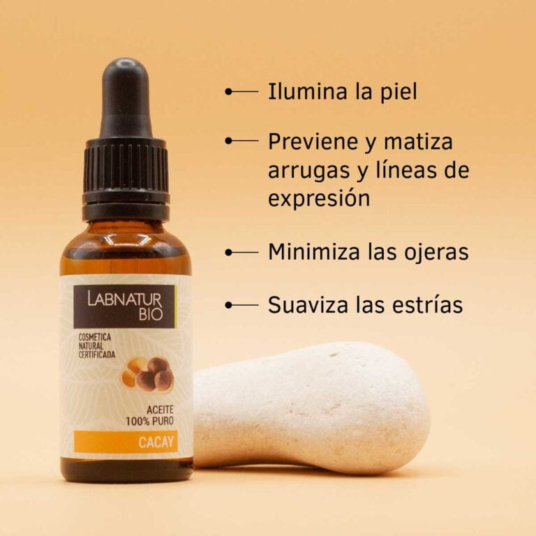 Aceite Vegetal Cacay Labnatur Bio para iluminar la piel y mejorar visualmente arrugas, ojeras y estrías.