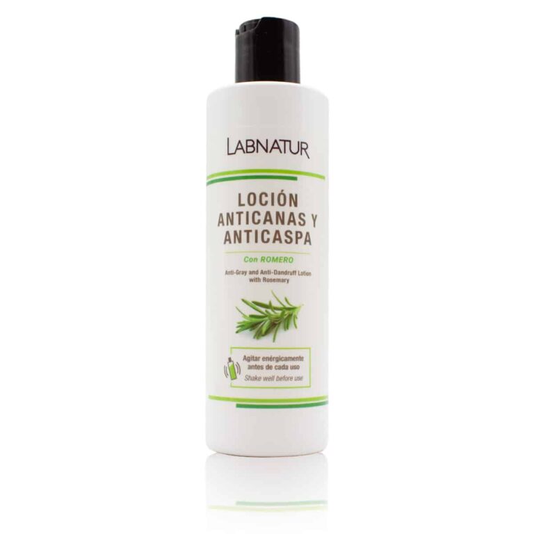Loción Anticanas y Anticaspa 250ml Labnatur con romero para matizar canas, controlar la caspa y fortalecer el cabello.