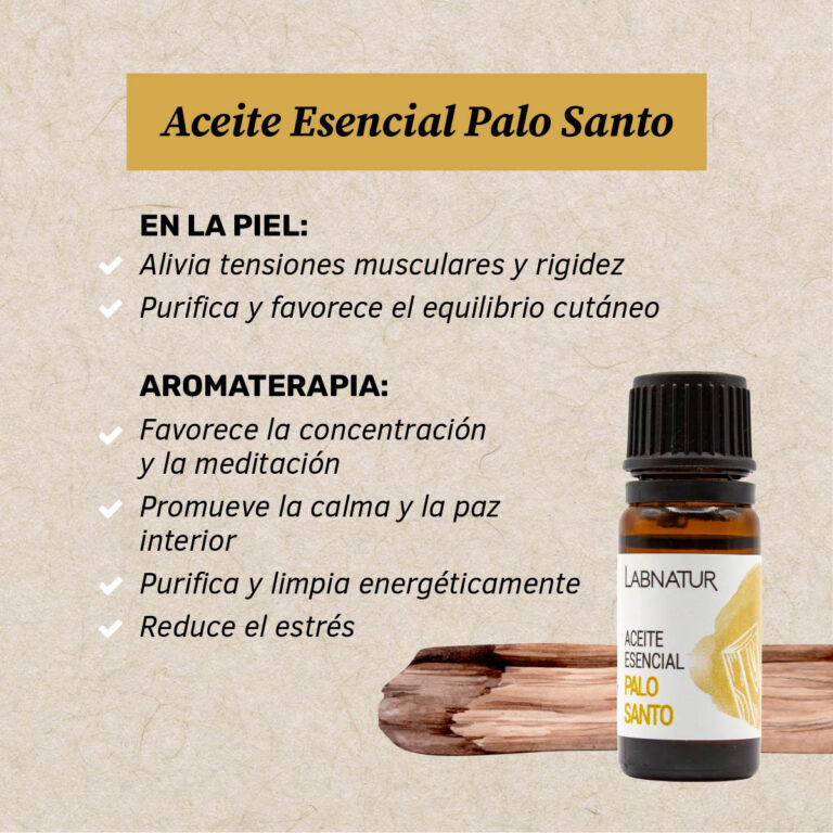 Aceite Esencial Palo Santo 100% Puro Labnatur sin aditivos, sin aceites de relleno, sin fragancias artificiales y cruelty free.
