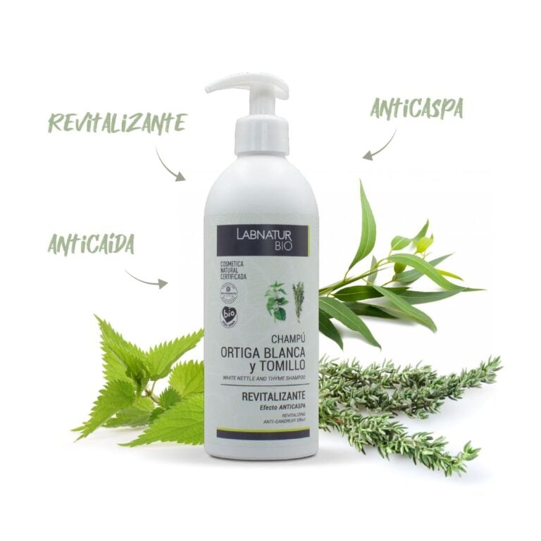 Champú Revitalizante Ortiga Blanca y Tomillo 450ml Labnatur Bio con ortiga, tomillo y hojas verdes