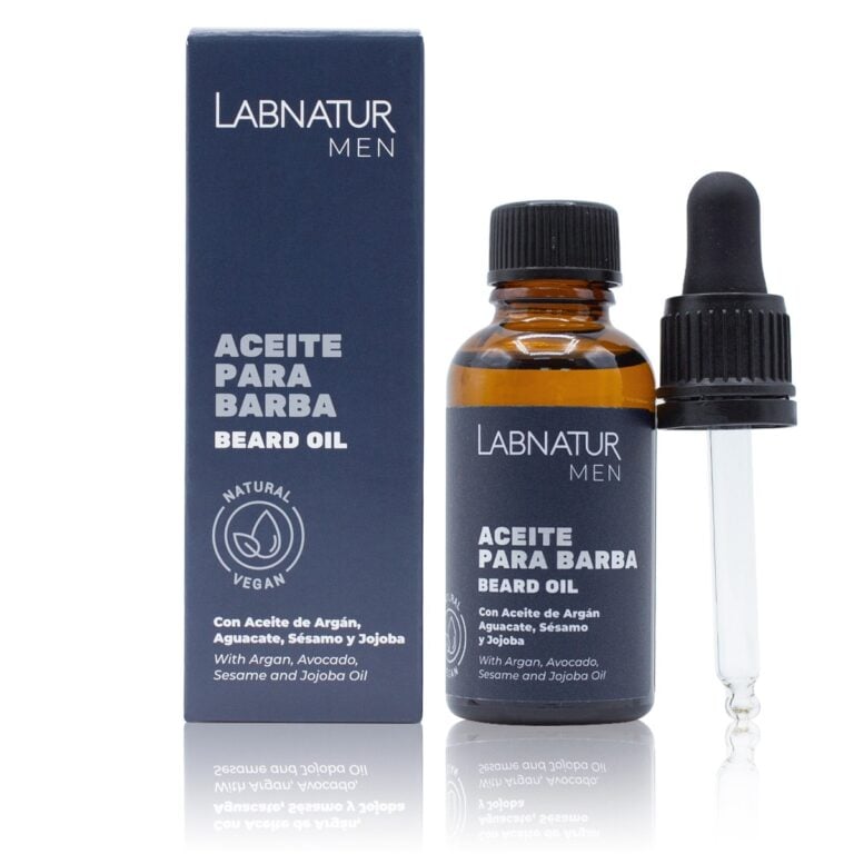 Aceite Natural para Barba 30ml Labnatur con aceites de argán, aguacate, sésamo, jojoba y vitamina E.