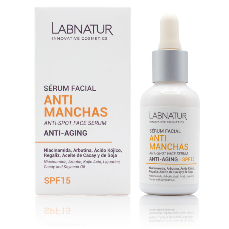 Sérum Facial Anti Manchas 30ml Labnatur con niacinamida, arbutina, ácido kójico, regaliz, aceites de cacay y soja y SPF15.