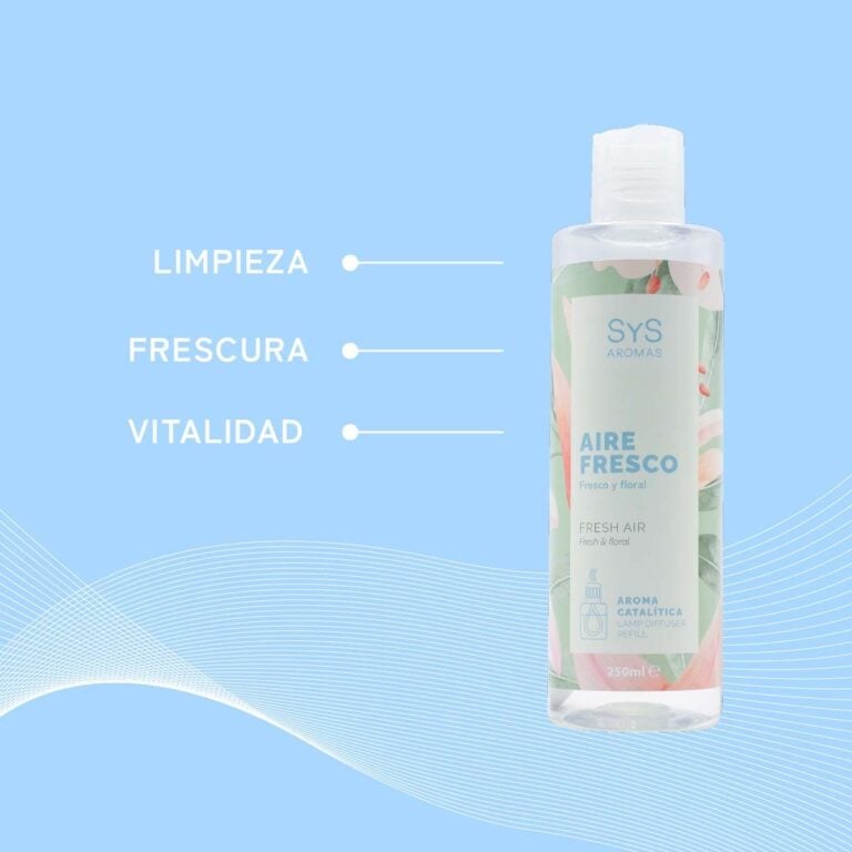 Aroma para Lámpara Catalítica Aire Fresco 250ml con conceptos de limpieza frescura y vitalidad