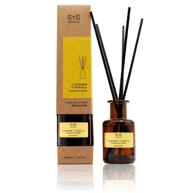 Ambientador mikado Cachemir y Vainilla 100ml SYS Aromas con varillas difusoras