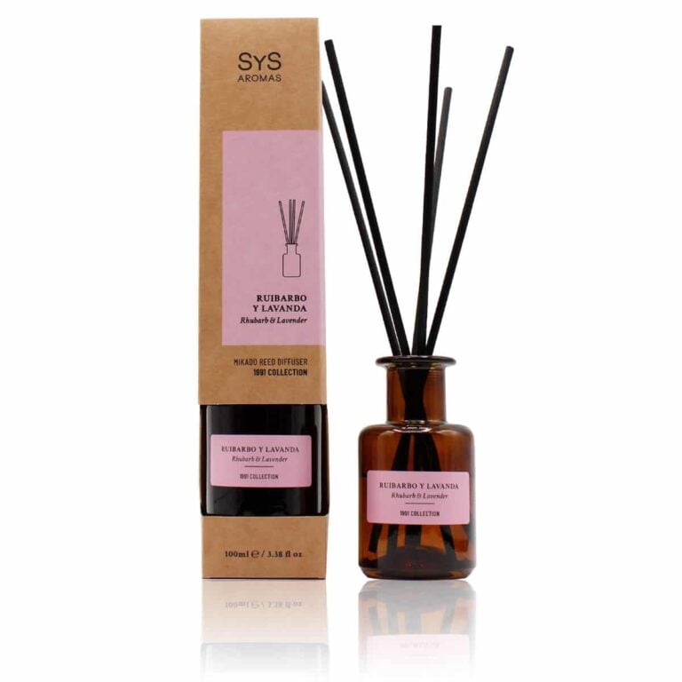 Ambientador mikado Ruibarbo y Lavanda 100ml SYS Aromas con varillas difusoras
