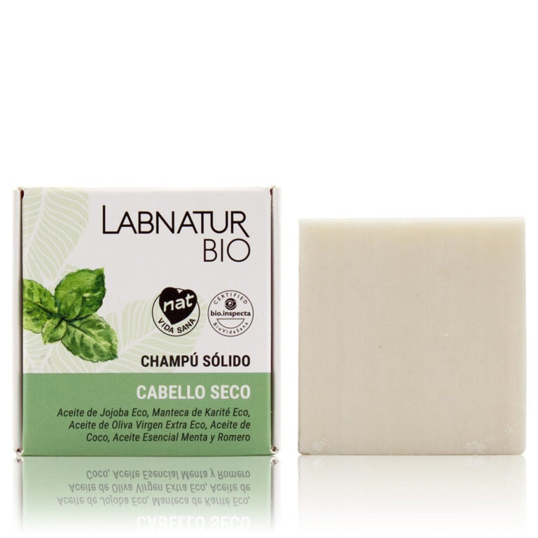 Champú sólido cabello seco 75g Labnatur Bio natural ecológico con jojoba coco karité oliva menta y romero