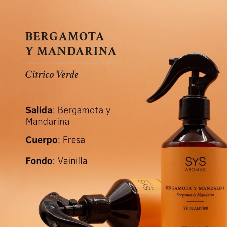 Pirámide olfativa Bergamota y Mandarina con salida cítrica cuerpo de fresa y fondo de vainilla