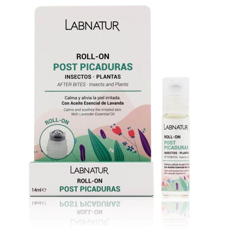 Roll-On Post Picaduras 14ml Labnatur con aceite esencial de lavanda y pantenol junto a su estuche