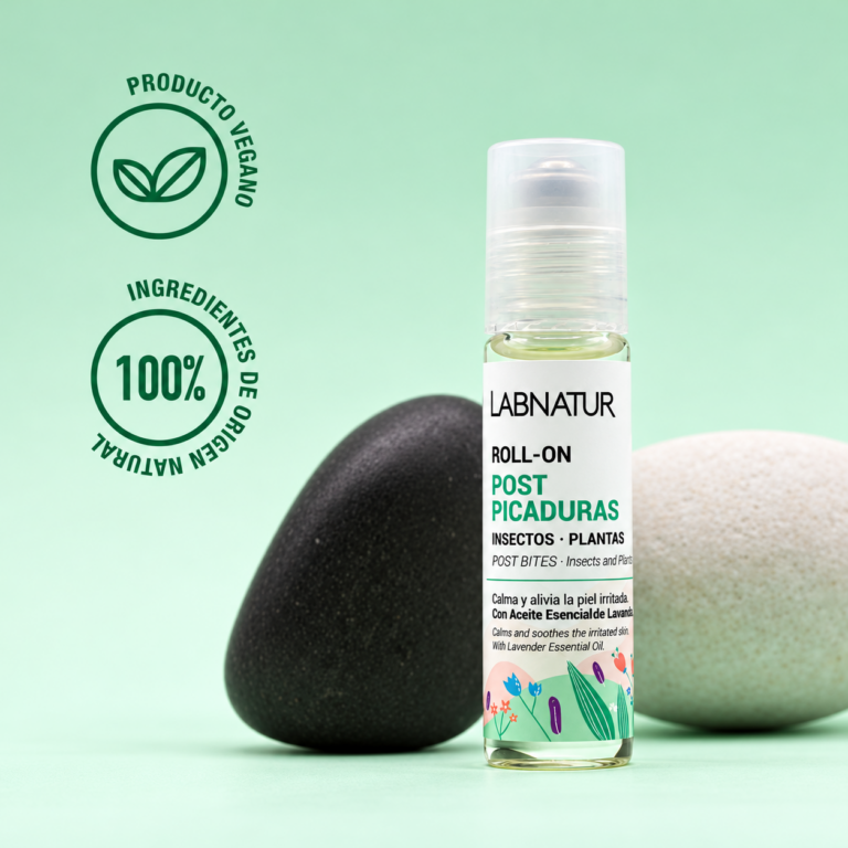 Roll-On Post Picaduras 14 ml Labnatur, producto vegano elaborado con 100 % de ingredientes de origen natural.
