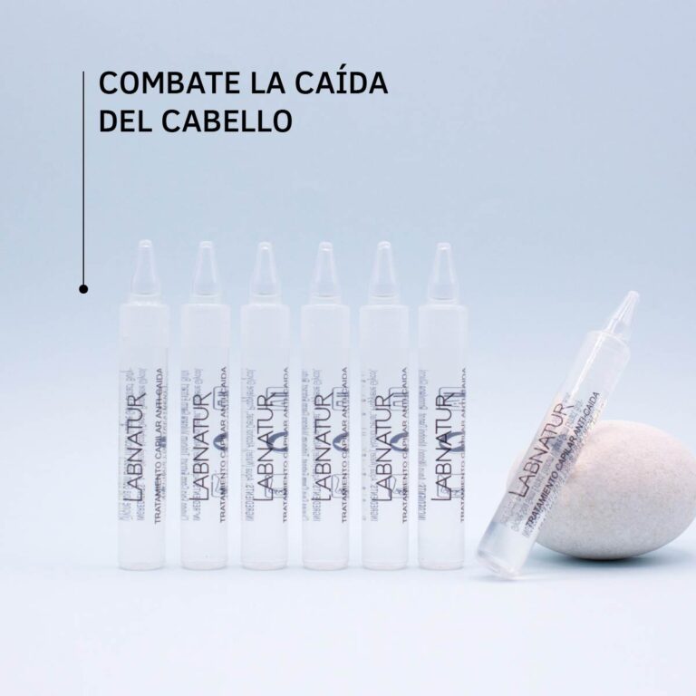 Ampollas Anticaída Labnatur con mensaje combate la caída del cabello y formato 7 unidades.