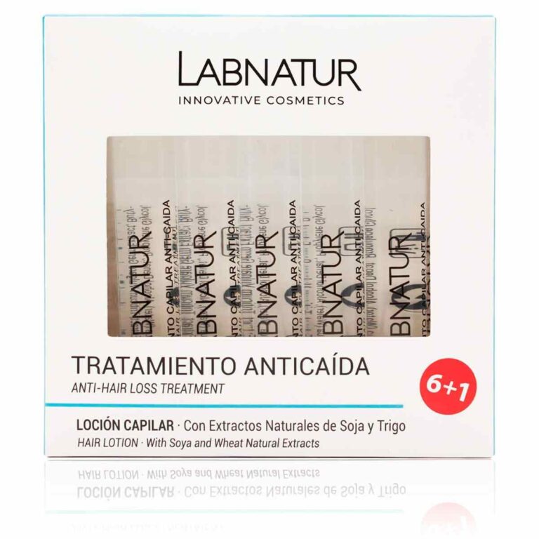 Ampollas Anticaída Pelo 7 unidades Labnatur con extractos naturales de soja y trigo para cabello debilitado.