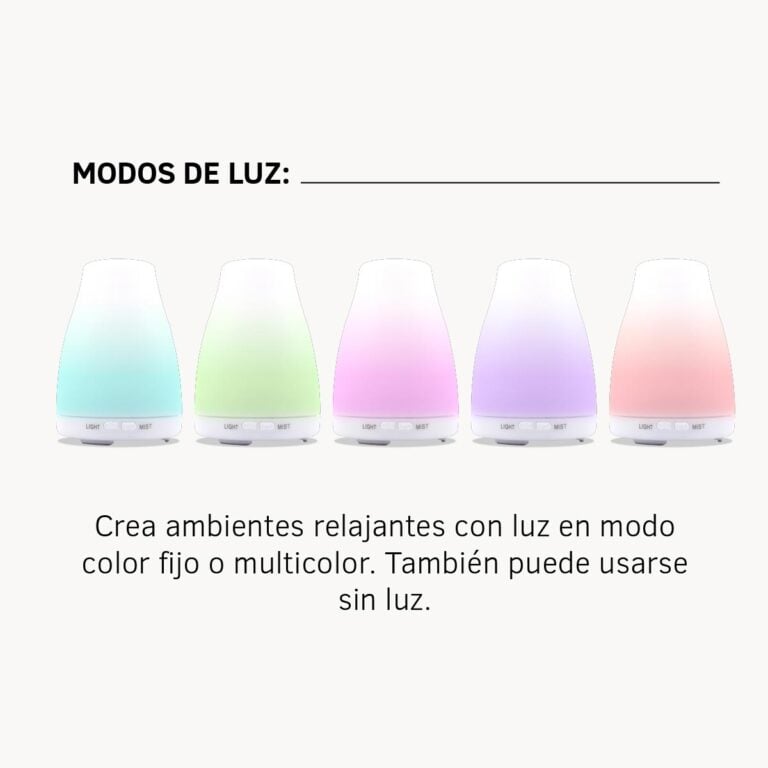 Humidificador Ultrasónico Cosmos 100ml con luces LED azul verde rosa violeta y roja