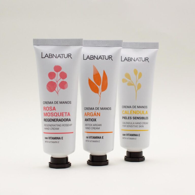 Crema de Manos Argán 50ml Labnatur junto a las variedades Rosa Mosqueta y Caléndula