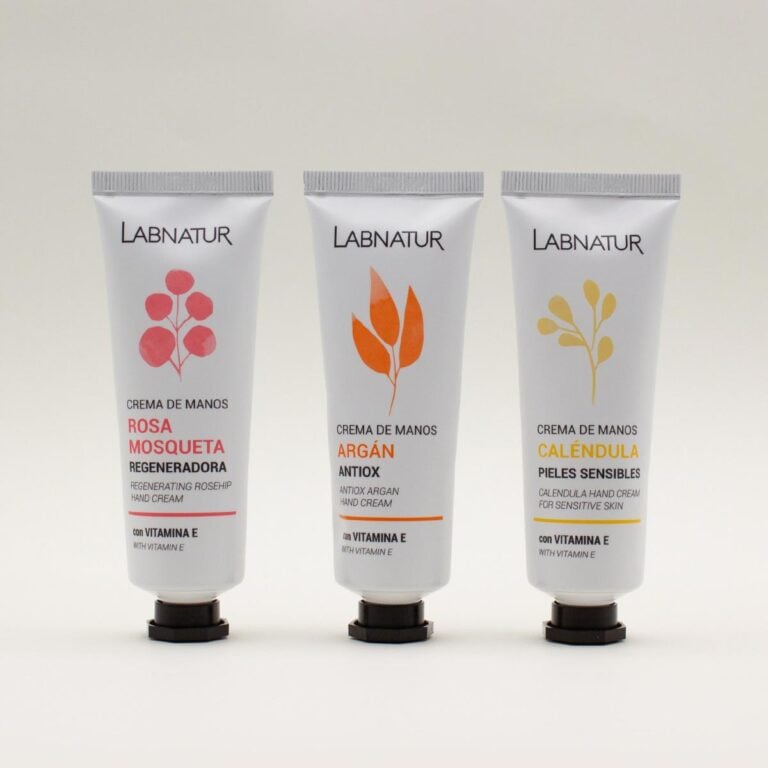 Crema de Manos Rosa Mosqueta 50ml Labnatur junto a las variedades Argán y Caléndula