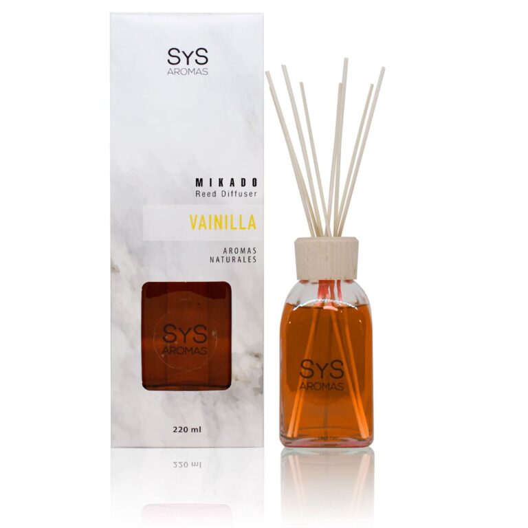 Ambientador mikado Vainilla 220ml Mármol SYS Aromas con varillas difusoras aroma dulce y caramelizado