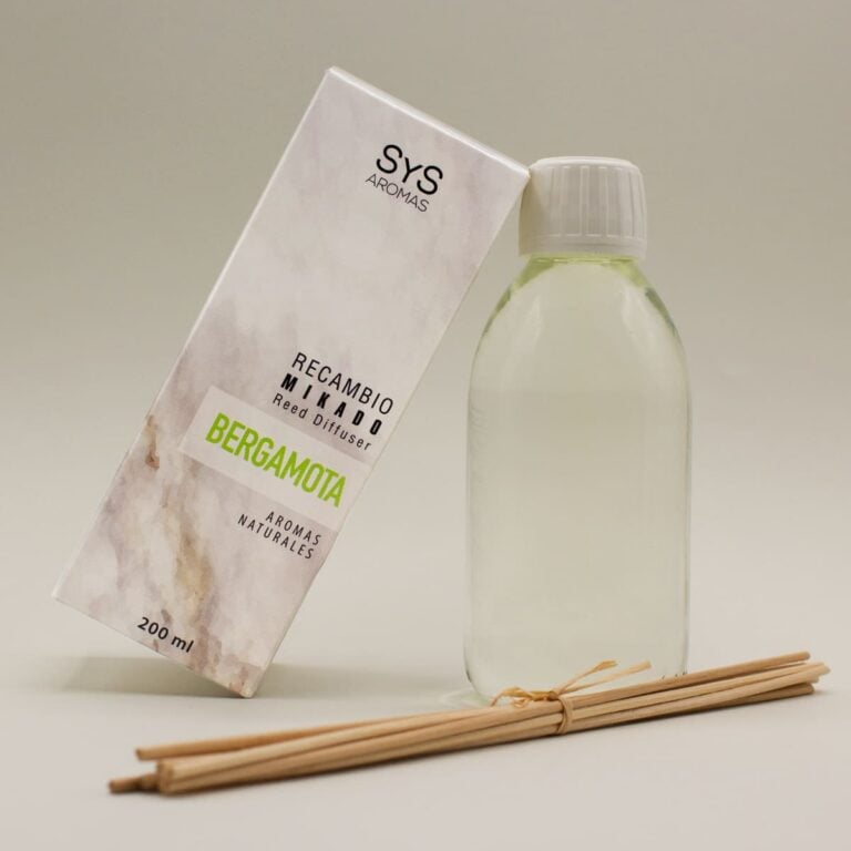 Recambio Mikado Bergamota 200ml SYS Aromas con estuche, frasco y varillas difusoras