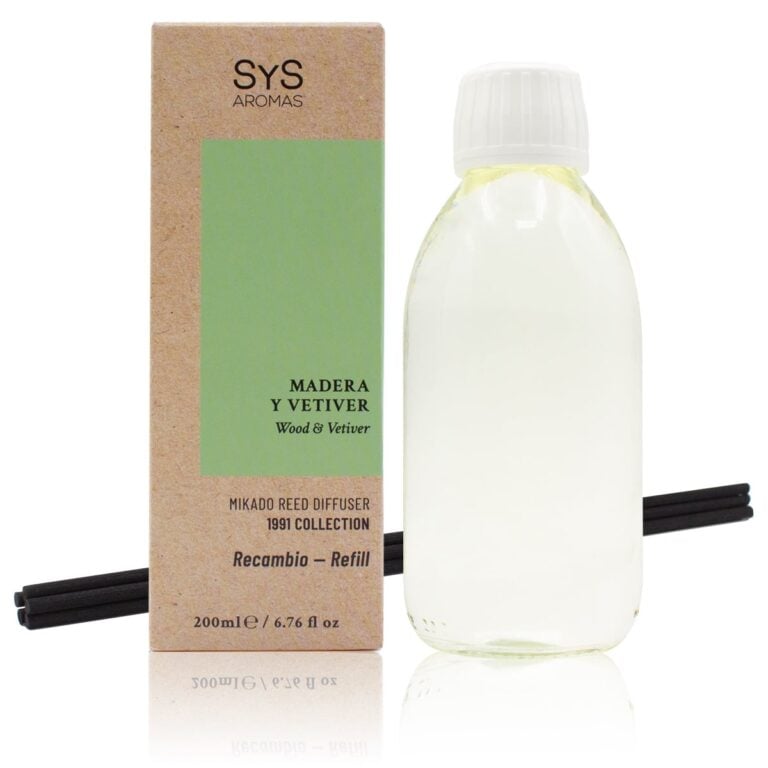 Recambio Mikado Madera y Vetiver 200ml + Palos 1991 SYS Aromas aroma amaderado y cítrico