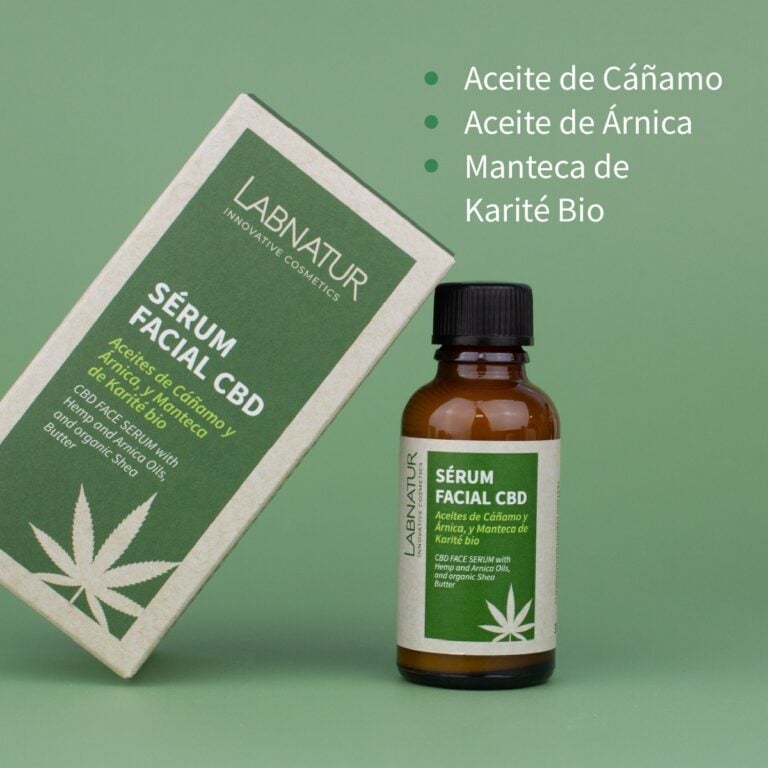 Sérum Facial CBD Labnatur 30ml para piel sensible, irritada o con rojeces, con fórmula libre de THC.