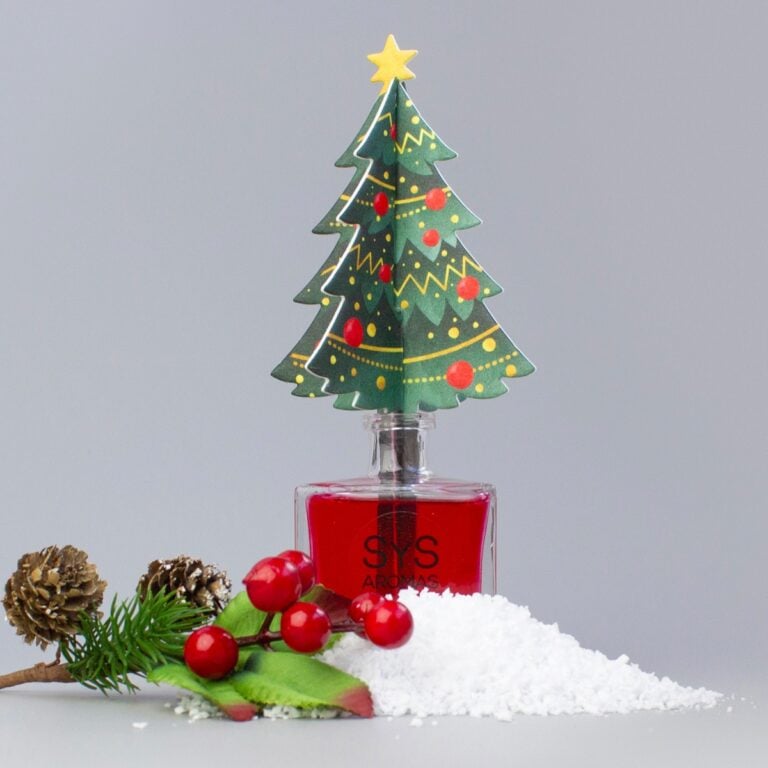 Ambientador Difusor Árbol de Navidad Frutos Rojos 90ml SYS Aromas con nieve, piñas y bayas rojas