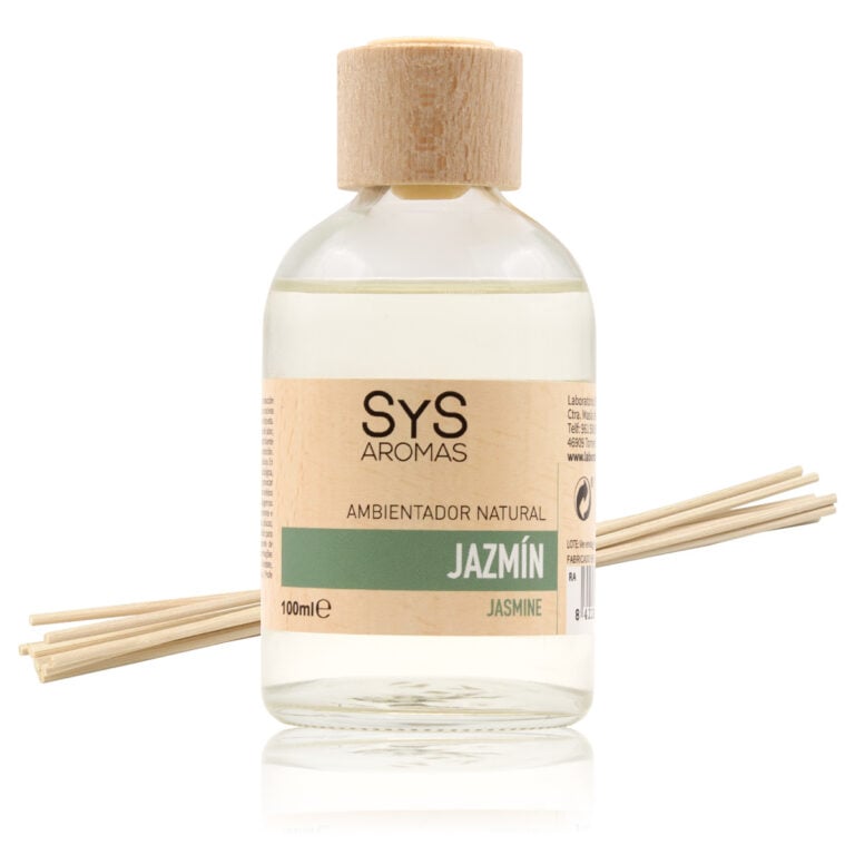 Ambientador Mikado Jazmín 100ml SYS Aromas con varillas difusoras y aroma floral, delicado y relajante.