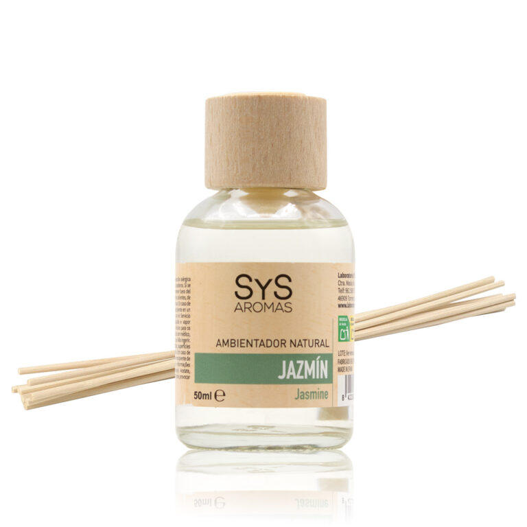 Ambientador Mikado Jazmín 50ml SYS Aromas con varillas difusoras y aroma floral, delicado y relajante.