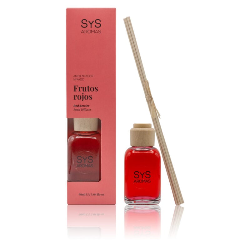 Ambientador Mikado Frutos Rojos 90ml Origins SYS Aromas con estuche y varillas difusoras