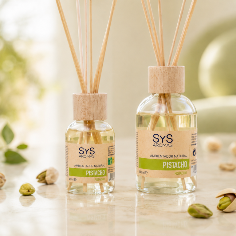Ambientadores Mikado Pistacho SYS Aromas de 50ml y 100ml con varillas y pistachos