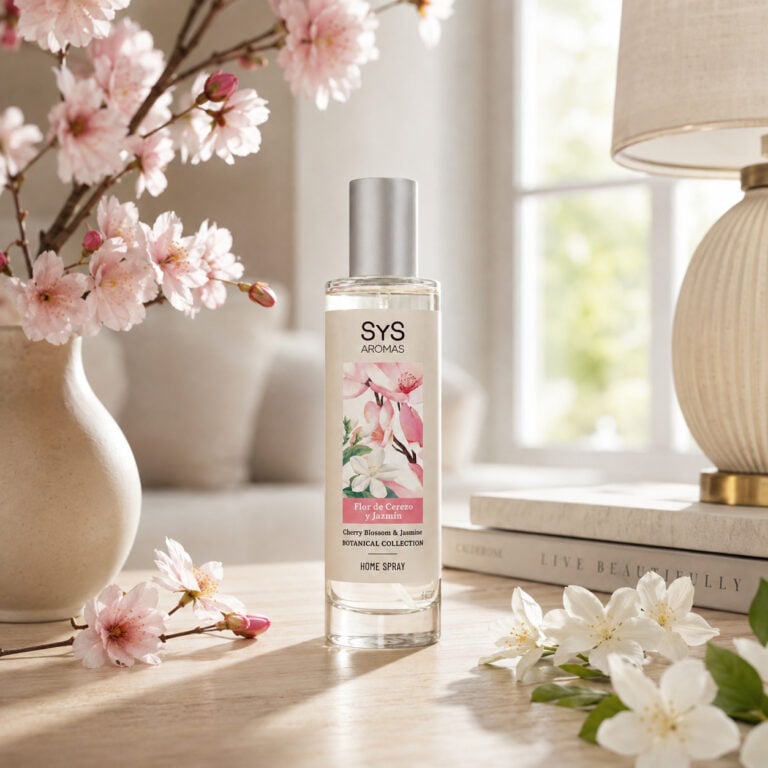 Ambientador Pulverizador Flor de Cerezo y Jazmín SYS Aromas 100 ml con efecto inmediato e intensidad media.