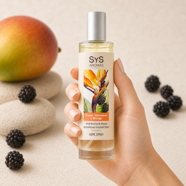 Ambientador Pulverizador Frutos Silvestres y Mango SYS Aromas 100 ml con efecto inmediato e intensidad media alta.