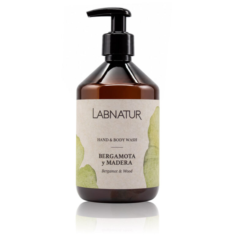 Jabón Manos y Cuerpo Bergamota y Madera 500 ml Labnatur natural y vegano con notas amaderadas y dulces.