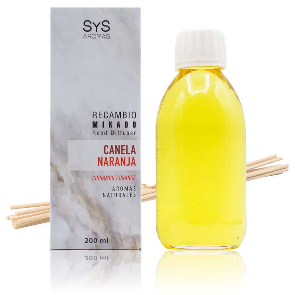 Recambio Mikado 200ml + Palos Canela-Naranja Mármol SYS Aromas